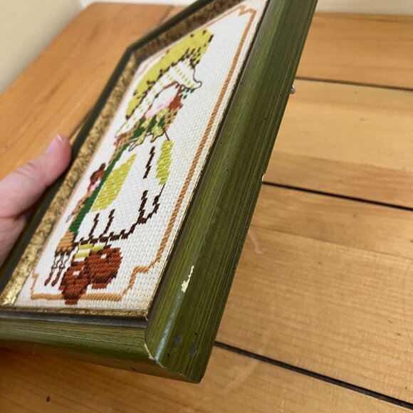 Holly Hobbie Style Cross Stitch Framed Embroidery Picture Vintage WonderArt Lucy - Picture 3 of 6